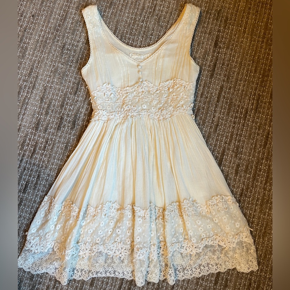 Cream Fit & Flare Mini Dress